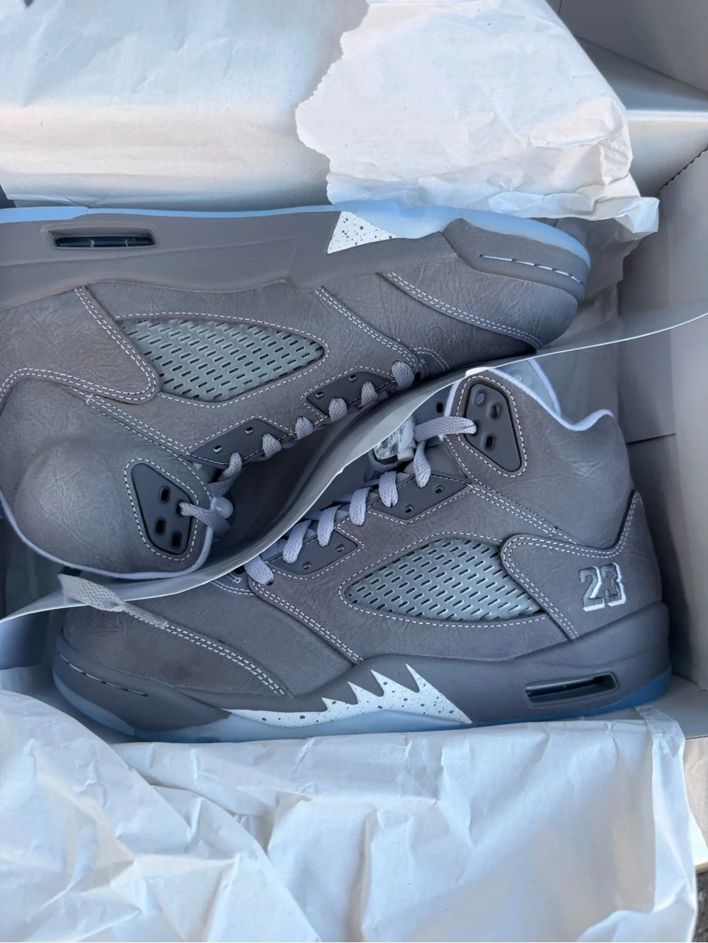 Air Jordan 5 Retro High Top Sneakers Wolf Grey